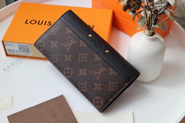 lv錢包 Pallas錢夾 M58414 lv老花配黑皮翻蓋女款錢包  lvqb1694